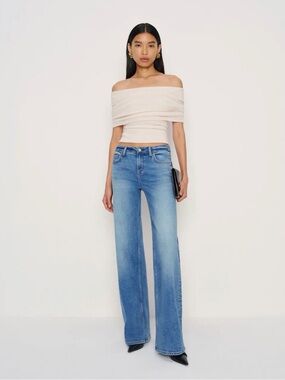 Reformation Greta Super Stretch Low Rise Wide Leg Jeans ALTERED- size 27